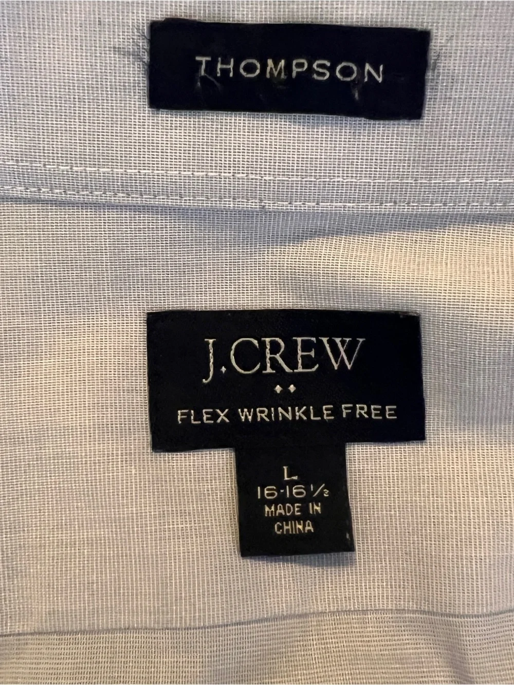 J.Crew Large Thompson Dress Shirt Blue Cotton Blend Flex Wrinkle Free Mens, EUC